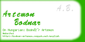 artemon bodnar business card